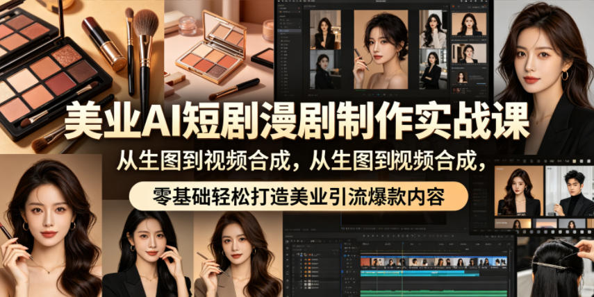 美业AI短剧漫剧制作实战课:从生图到视频合成,零基础掌握美业引流内容制作 美业AI短剧漫剧制作实战课:从生图到视频合成,零基础掌握美业引流内容制作