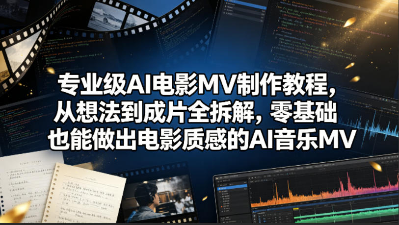 AI电影MV制作变现教程：零基础实战拆解，打造专业级音乐MV