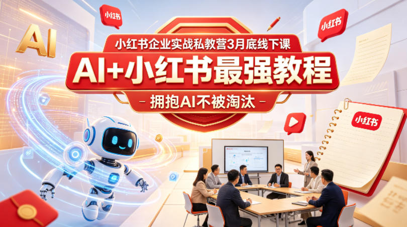 小红书企业实战私教营3月底线下课：AI+小红书高效变现策略，实战掌握AI被动收入