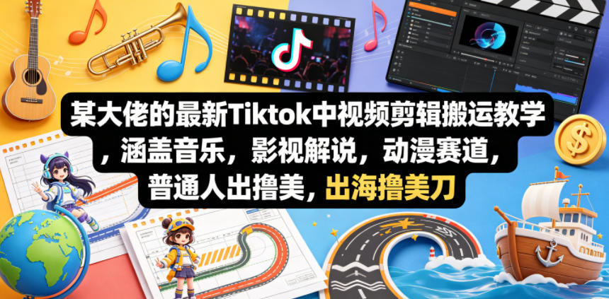 某大佬的TikTok视频剪辑实操教程：音乐、影视解说、动漫赛道变现指南