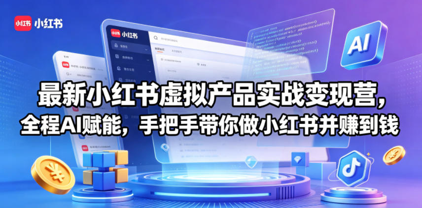 小红书虚拟产品实战变现教程：AI赋能手把手教学，掌握小红书被动收入策略
