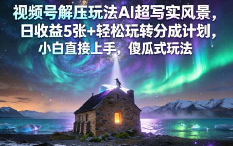 视频号AI超写实风景变现实操攻略：新手轻松玩转分成计划，被动收入方法