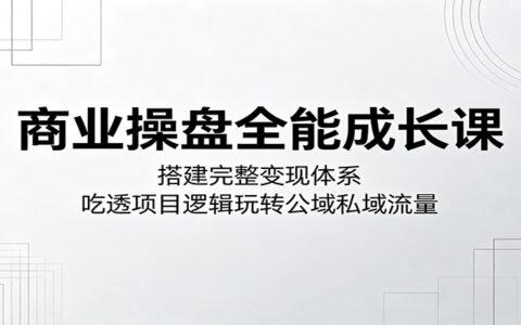 商业操盘全能成长课：搭建完整变现体系，吃透项目逻辑掌握公域私域流量