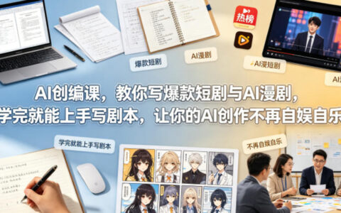 AI创编教程：教你写爆款短剧与AI漫剧，实操写剧本变现指南