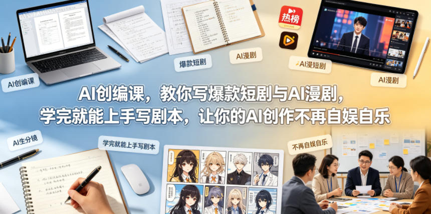 AI创编教程：教你写爆款短剧与AI漫剧，实操写剧本变现指南
