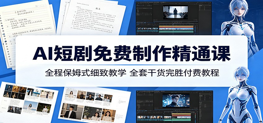 AI短剧免费制作教程：全程保姆级细致教学，全套干货高效指南