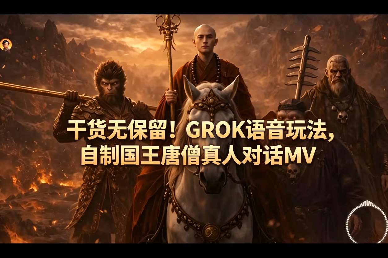 GROK语音实战：自制国王唐僧真人对话MV变现攻略