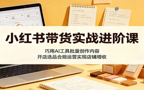 小红书带货实战课：AI批量做内容+开店选品避坑增收