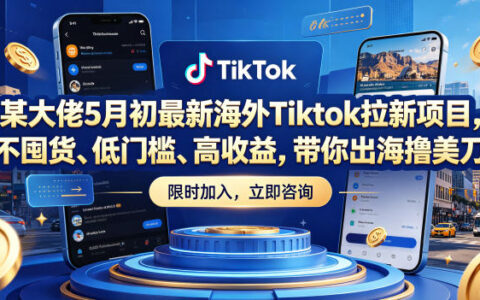 某大佬5月初最新海外TikTok拉新项目，不囤货、低门槛、收益潜力，出海变现指南