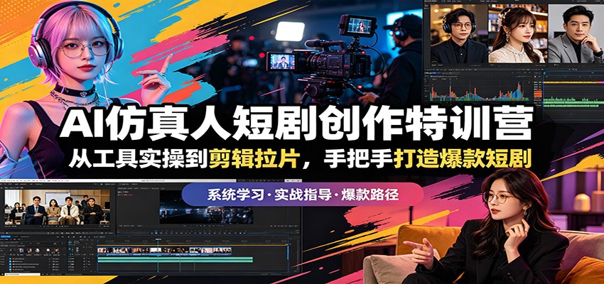 AI仿真人短剧创作实战课程：从工具实操到剪辑，手把手打造变现短剧