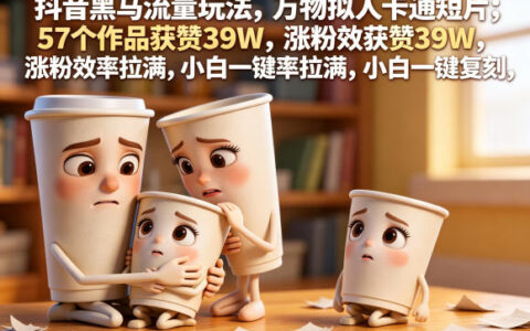 抖音短视频涨粉秘籍：万物拟人卡通教程，57作品39万赞，小白一键复刻保姆级拆解