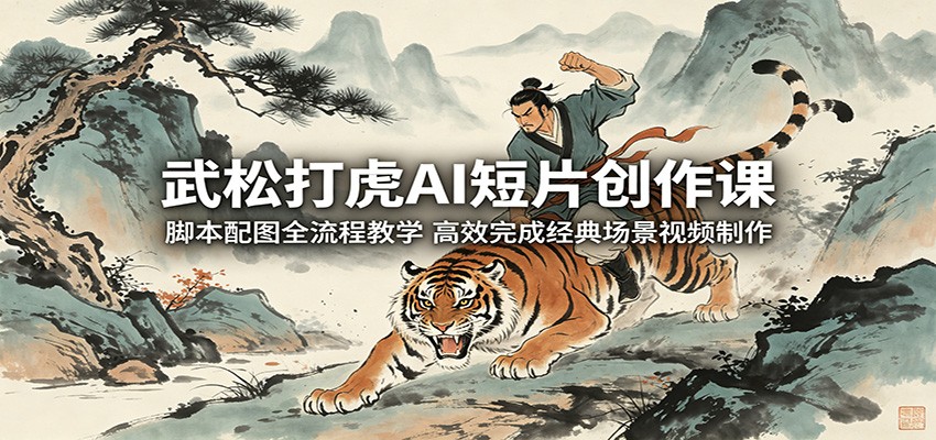 武松打虎AI短片创作课：脚本配图全流程教学，经典场景视频制作实操指南