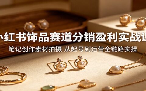 小红书饰品赛道分销变现实战课：笔记创作素材拍摄，从起号到运营全链路实操
