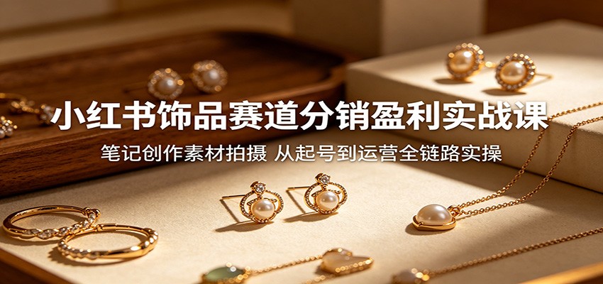 小红书饰品赛道分销变现实战课：笔记创作素材拍摄，从起号到运营全链路实操