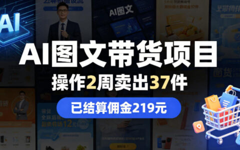 AI图文带货项目实战：2周操作卖出37件，佣金219变现案例