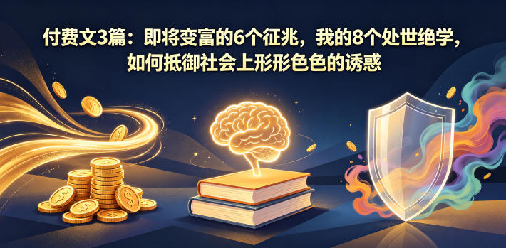 付费文3篇：财富积累的6个信号，我的8个处世方法，如何应对社会上的各种诱惑