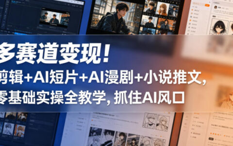 AI风口实战指南：剪辑+AI短片+AI漫剧+小说推文零基础多赛道变现策略