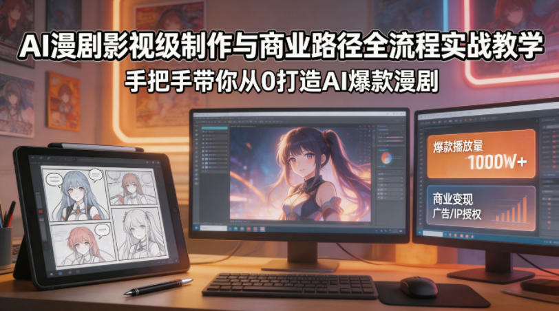 AI漫剧影视级制作与商业变现全流程实战教程：从0打造AI热门漫剧案例