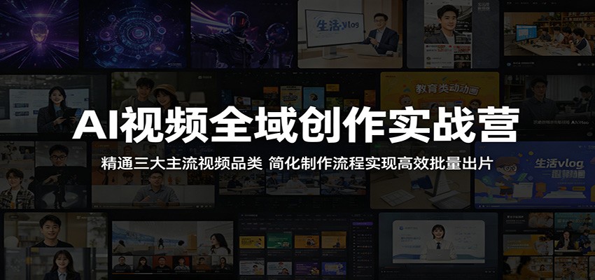 AI视频全域创作实战营：掌握三大主流视频品类，简化制作流程提升批量效率