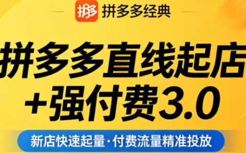 拼多多直线起店+强付费3.0实操策略：稳定开店、高效投产控制与流量瓶颈破解（4月更新）