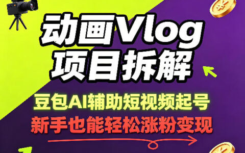 动画Vlog项目拆解：豆包AI辅助短视频起号实操，新手43条作品涨粉8.3W案例