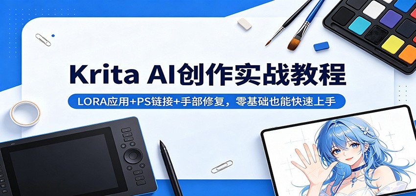 Krita AI创作变现实战教程：LORA应用+PS链接+手部修复，新手轻松上手