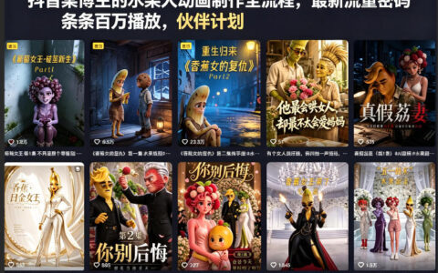 抖音水果人动画制作实战教程：高流量变现思路与案例拆解