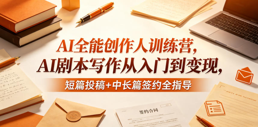 AI全能创作人训练营：AI剧本写作从入门到变现的实操指南，短篇投稿+中长篇签约全攻略