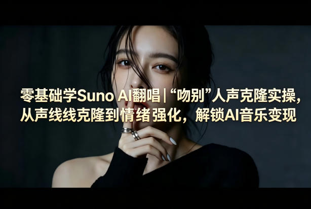 零基础学Suno AI翻唱｜《吻别》人声克隆实操，从声线克隆到情绪强化，掌握AI音乐变现方法