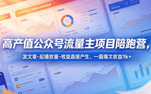 公众号流量主项目陪跑营：文章发布提升播放量，收益变现实战指南