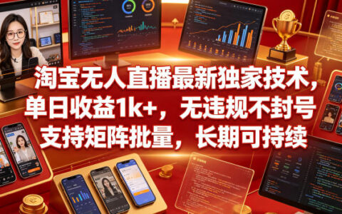 淘宝直播自动化实战方法：合规收益提升策略，支持批量操作，长期可持续变现