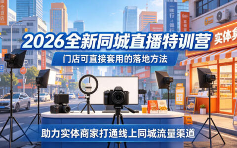 2026全新同城直播课程，门店可直接应用的落地方法，帮助实体商家开拓线上同城流量渠道