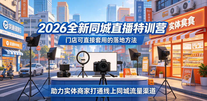 2026全新同城直播课程，门店可直接应用的落地方法，帮助实体商家开拓线上同城流量渠道