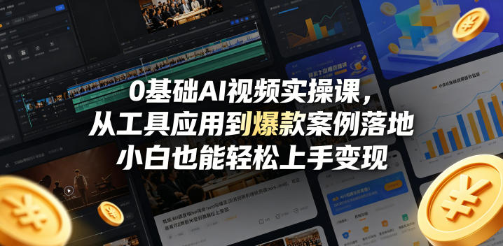 0基础AI视频变现实操课：从工具应用到爆款案例落地，小白也能上手变现方法