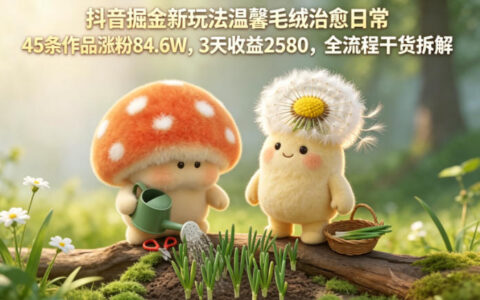 抖音赚钱项目实战：温馨毛绒治愈日常案例，45条作品涨粉84.6W，全流程变现攻略