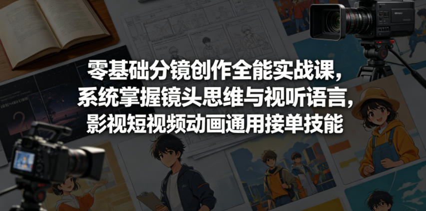 零基础分镜创作全能实战课：系统掌握镜头思维、视听语言与剪辑技巧，影视短视频动画通用分镜教程