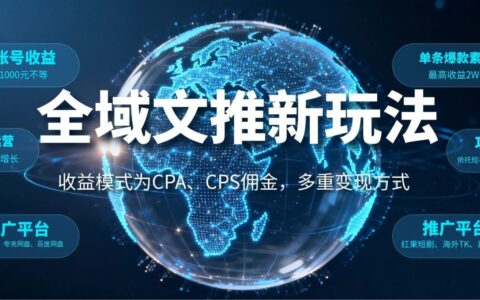 全域文推新玩法：CPA+CPS佣金变现，0撸短视频矩阵收益