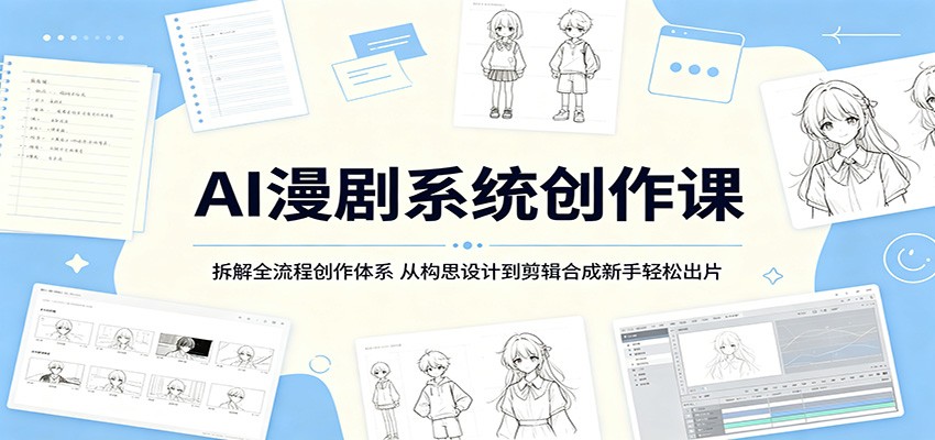 AI漫剧系统创作课：零基础学剧本分镜配音剪辑，新手轻松出片
