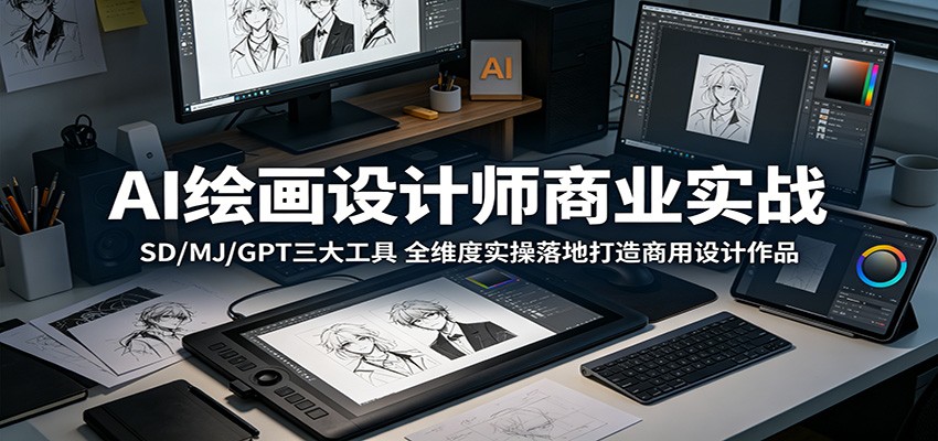 AI绘画商业实战：SD/MJ/GPT三大工具全维度实操落地生成商用设计