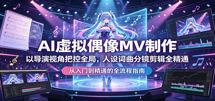 AI虚拟偶像MV制作：导演视角掌控全流程，人设词曲分镜剪辑变现实战