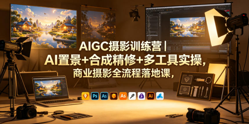 AIGC摄影训练营｜AI置景+合成精修+多工具实操，商业摄影全流程变现指南