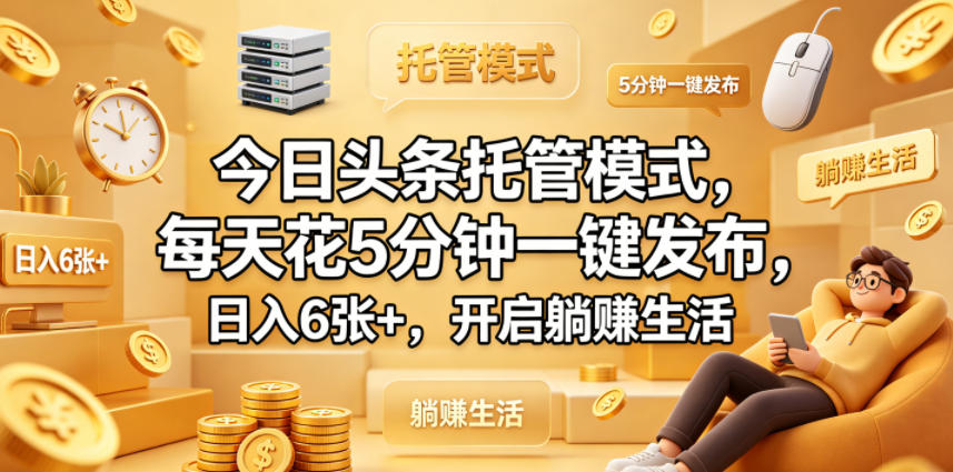 今日头条托管模式实操攻略：5分钟每日操作，开启被动收入新路径