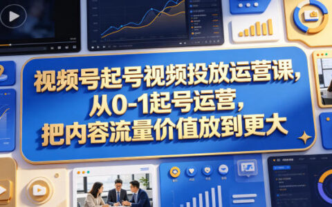 视频号起号运营实操教程：从0-1提升内容流量变现价值