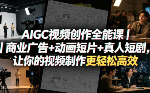 AIGC视频创作全能课｜商业广告+动画短片+真人短剧实战变现指南