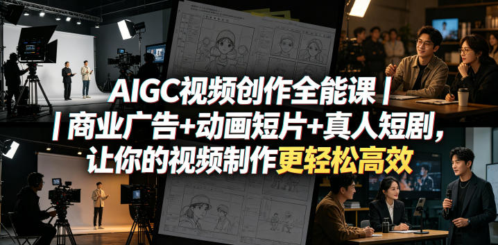 AIGC视频创作全能课｜商业广告+动画短片+真人短剧实战变现指南