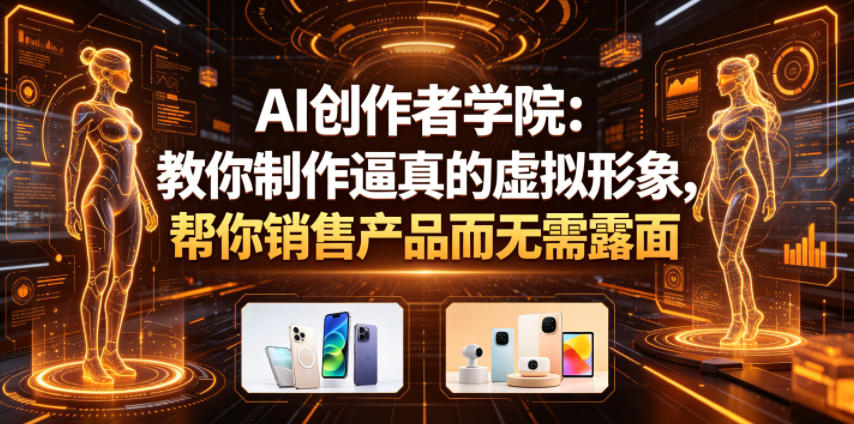 AI创作者学院：用数字分身不露脸卖货，3天学会高转化销售