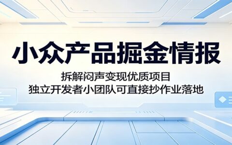 2026 小众产品掘金情报：独立开发者低门槛变现项目拆解