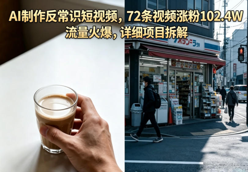 AI制作反常识短视频，72条视频涨粉102.4W，流量高能项目实操拆解