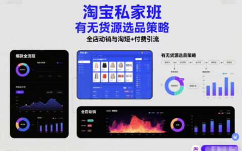 2026淘宝私家班：无货源选品策略+高成功率爆款全流程打法，无界推广实操，全店动销淘短付费引流（更新5月22日