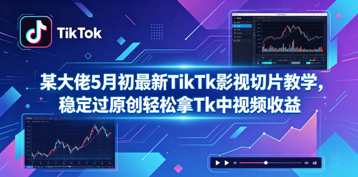 某大佬5月初最新TikTk影视切片教程，原创审核与Tk中视频变现指南